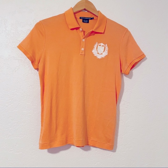 Ralph Lauren Golf Women’s Crest Embroidered‎ Polo Shirt Orange Size Large - Picture 1 of 7